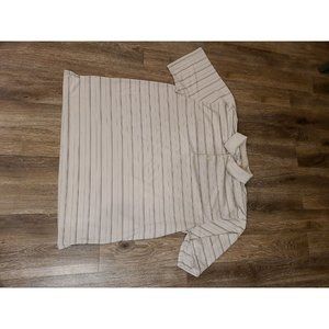 🌴PGA Tour Men’s 2XL Beige Striped Short Sleeve Collared Polo Shirt🌴